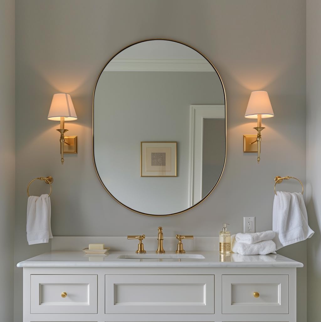 Oval Luxe Black Mirror — 1" — Gold