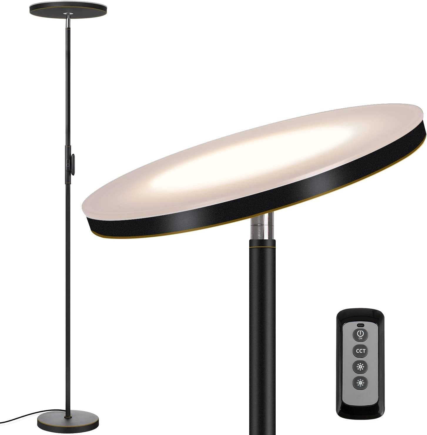 Dimmable Modern Black Floor Lamp — 69" — Black-Gold