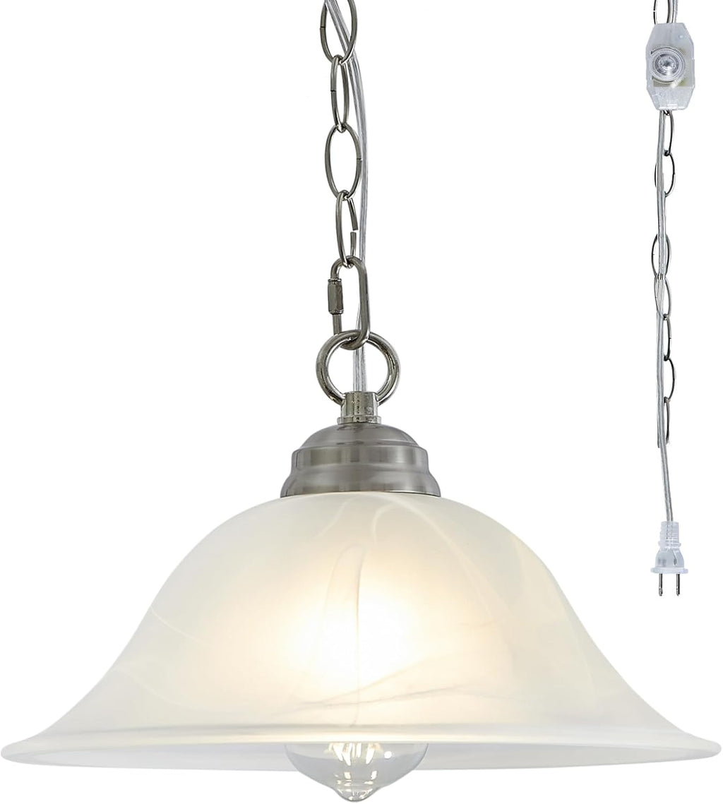Dimmable Farmhouse Black Pendant Light — Brushed Nickel, 15.7"D