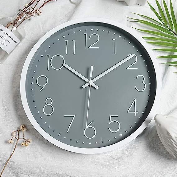 Battery Operated Grey Wall Clock - View 3