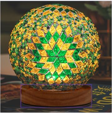 USB Boho Blue Bedside Lamp — 4.7" — Boho