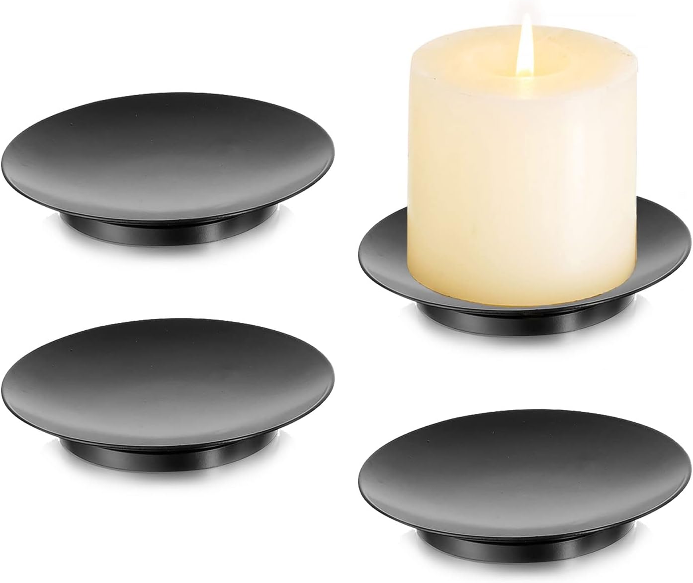 Luxe Black Pillar Candle — Set of 2 — Black