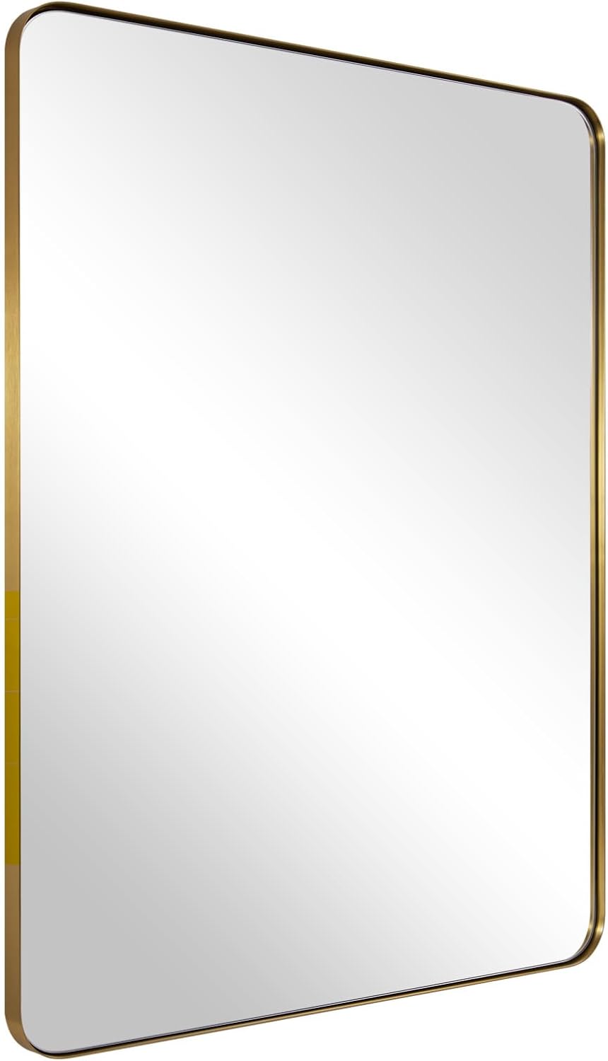 Rectangular Black Wall Mirror — 22" — Gold