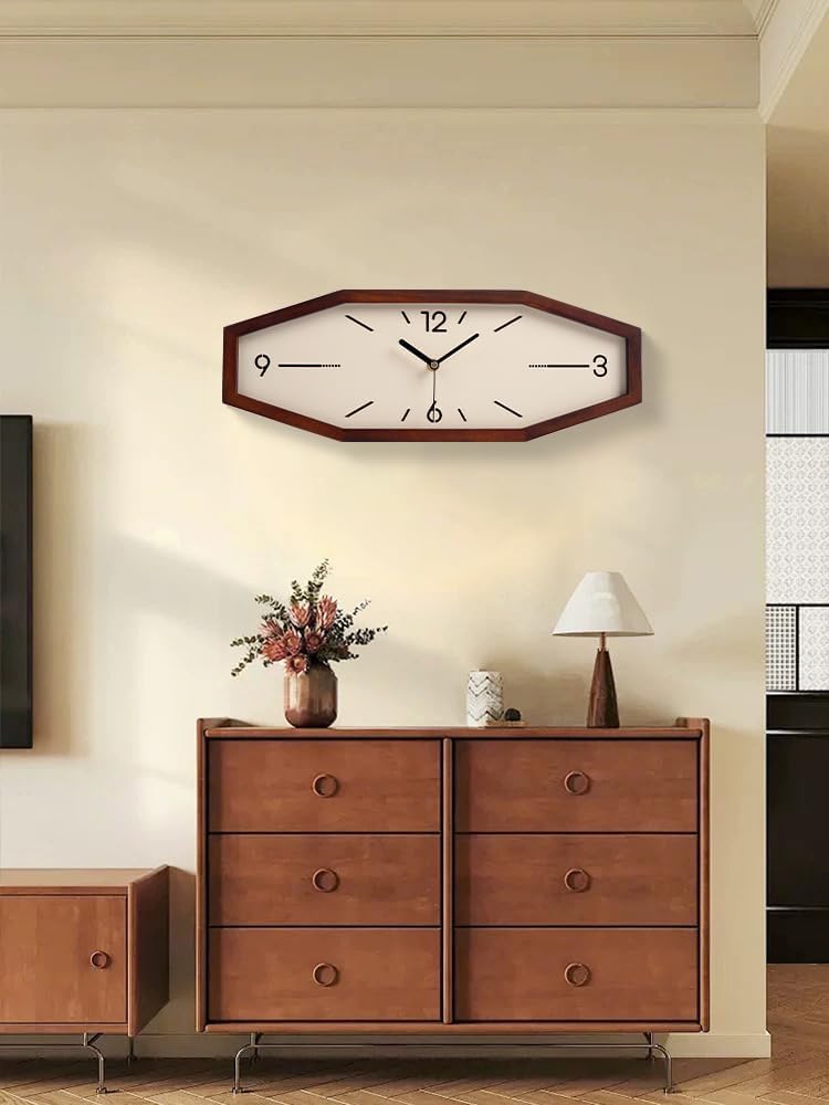 Battery Operated Mid-Century Brown Wall Clock — 18" - View 4