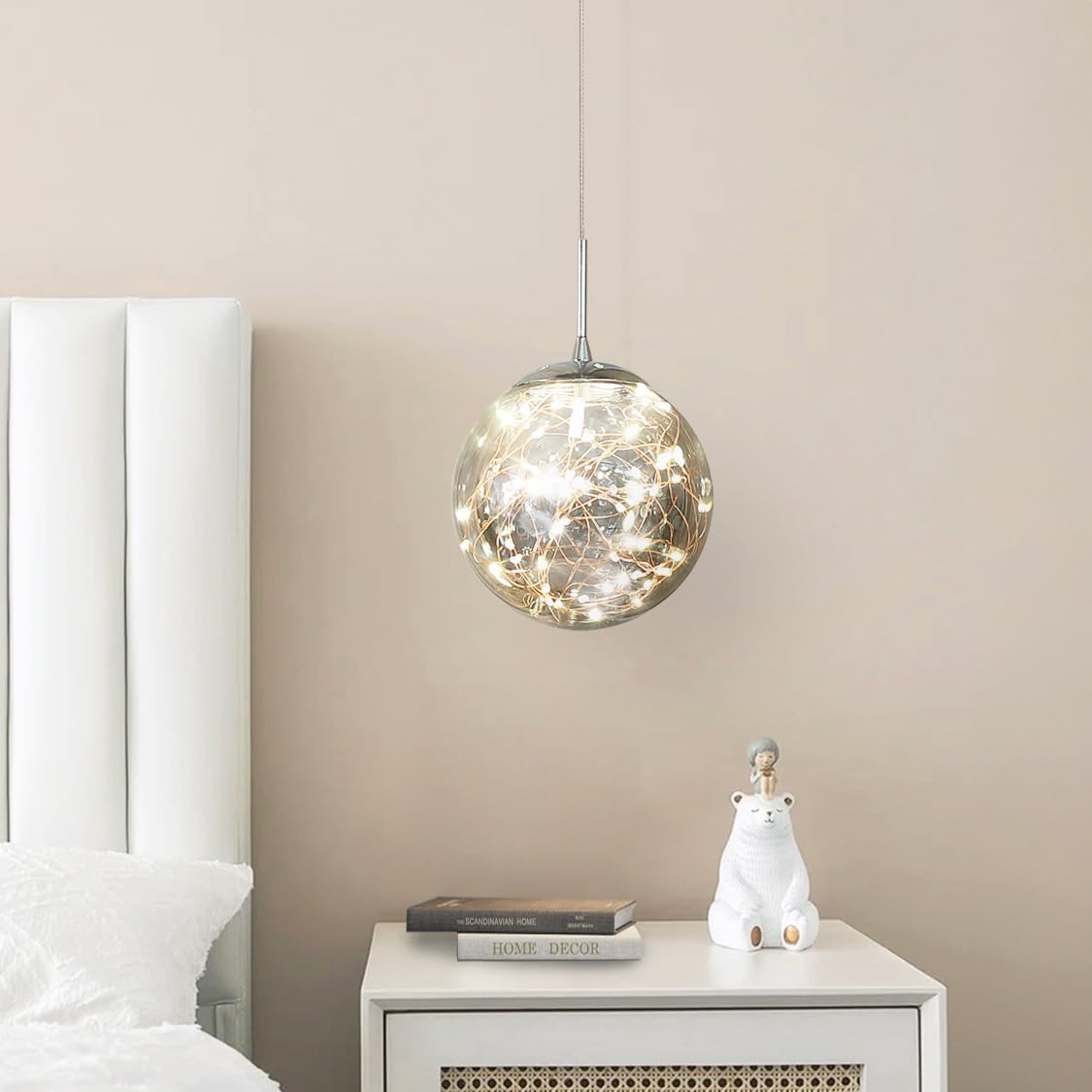 Adjustable Luxe Grey Chandelier — 10-Light — Gray Sphere