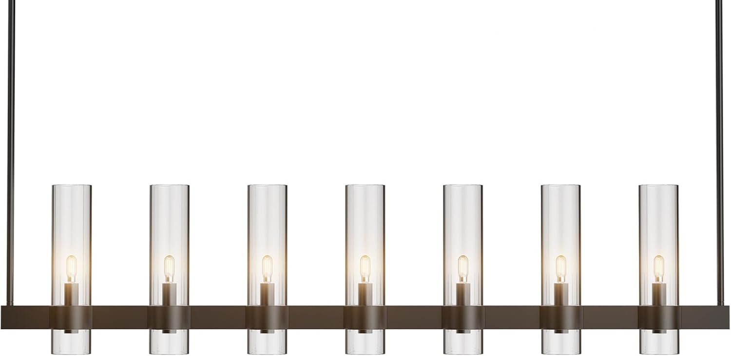 Adjustable Farmhouse Black Chandelier — 6-Light — 47in-7-Light-Linear