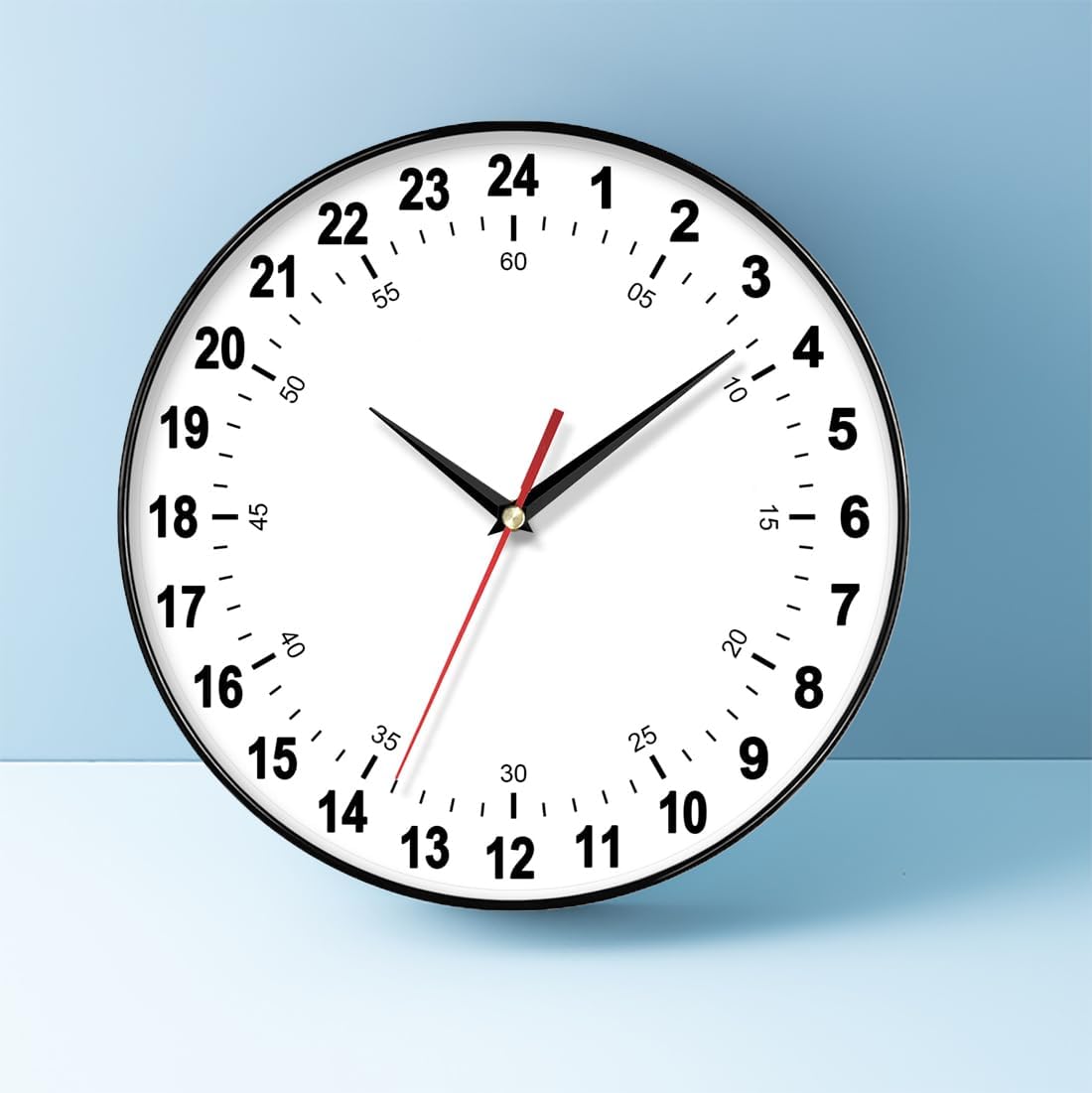 Round Modern Black Wall Clock — 12" - View 7