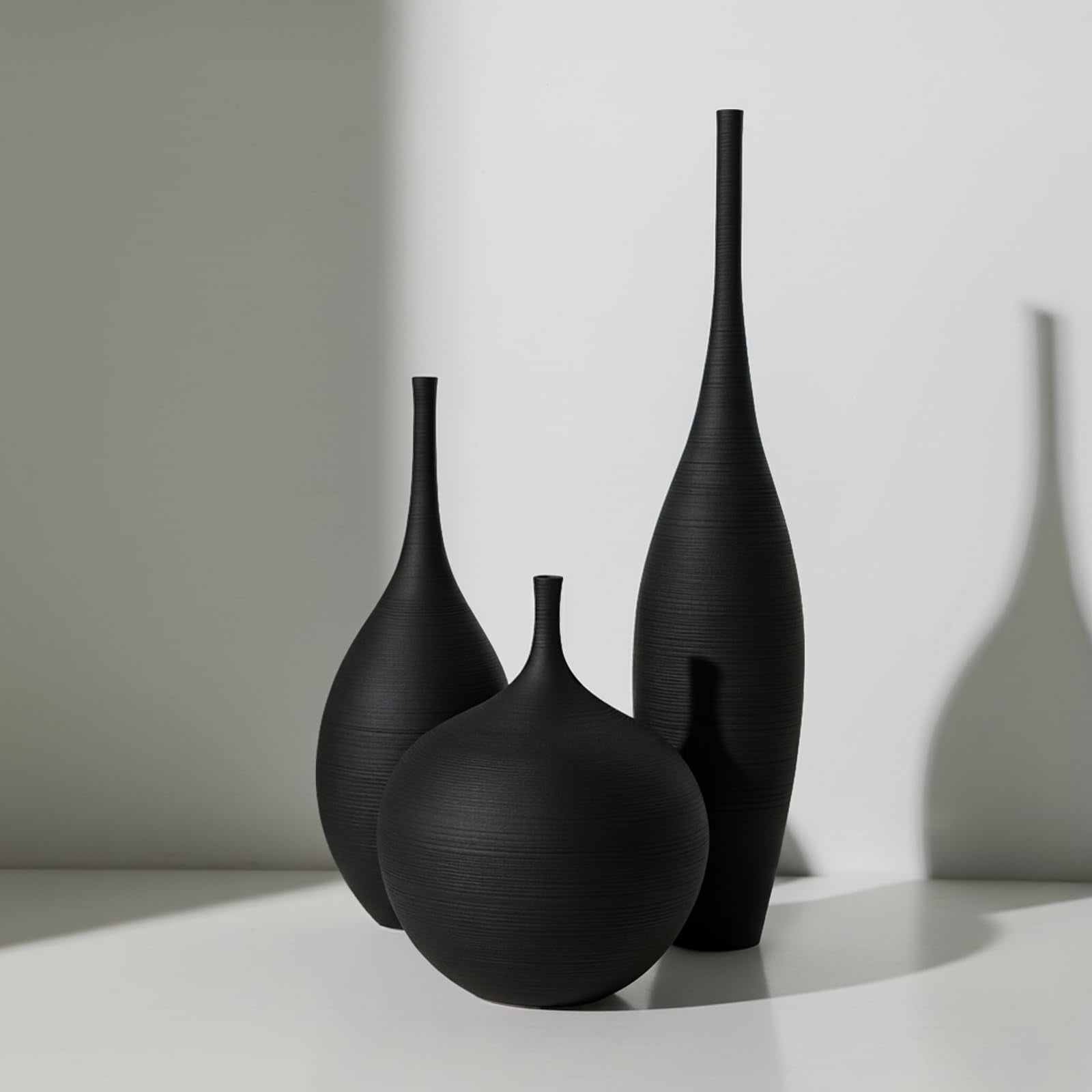 Boho Black Decorative Vase — Set of 3