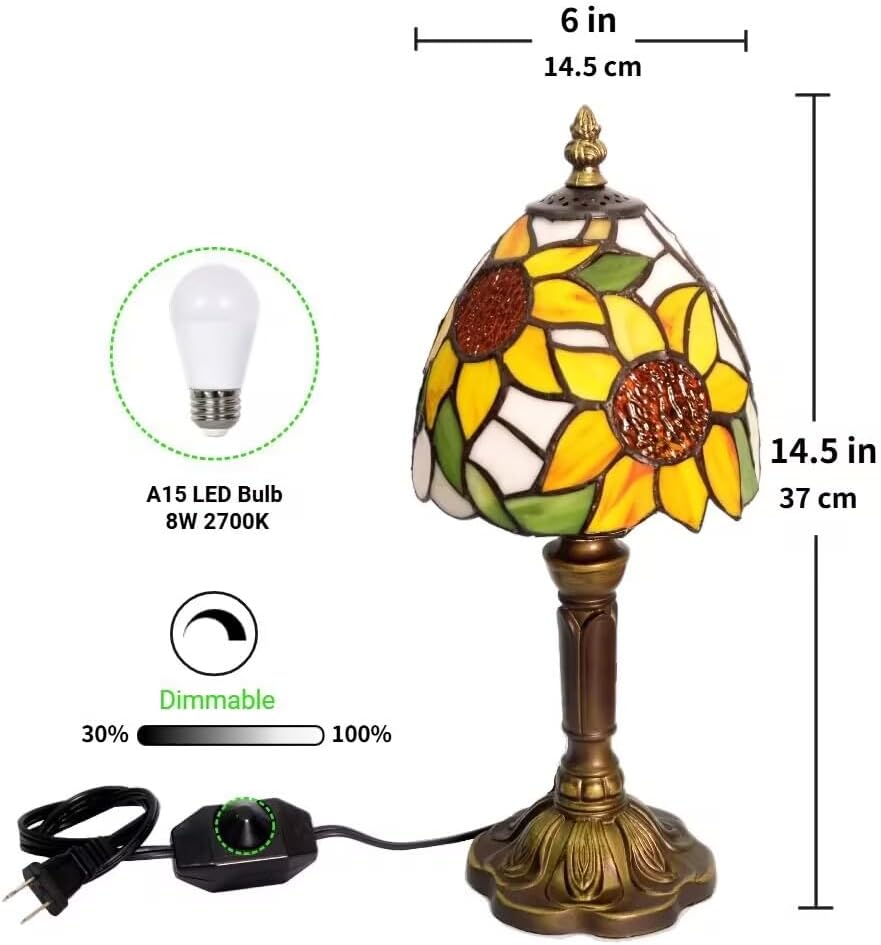 Dimmable Glass Bedside Lamp — 6" - View 3