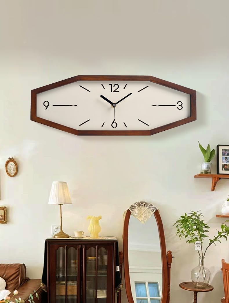 Battery Operated Mid-Century Brown Wall Clock — 18" - View 5