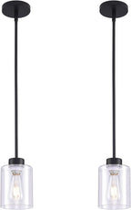 Adjustable Farmhouse Black Pendant Light — Set of 2 Pendant Light