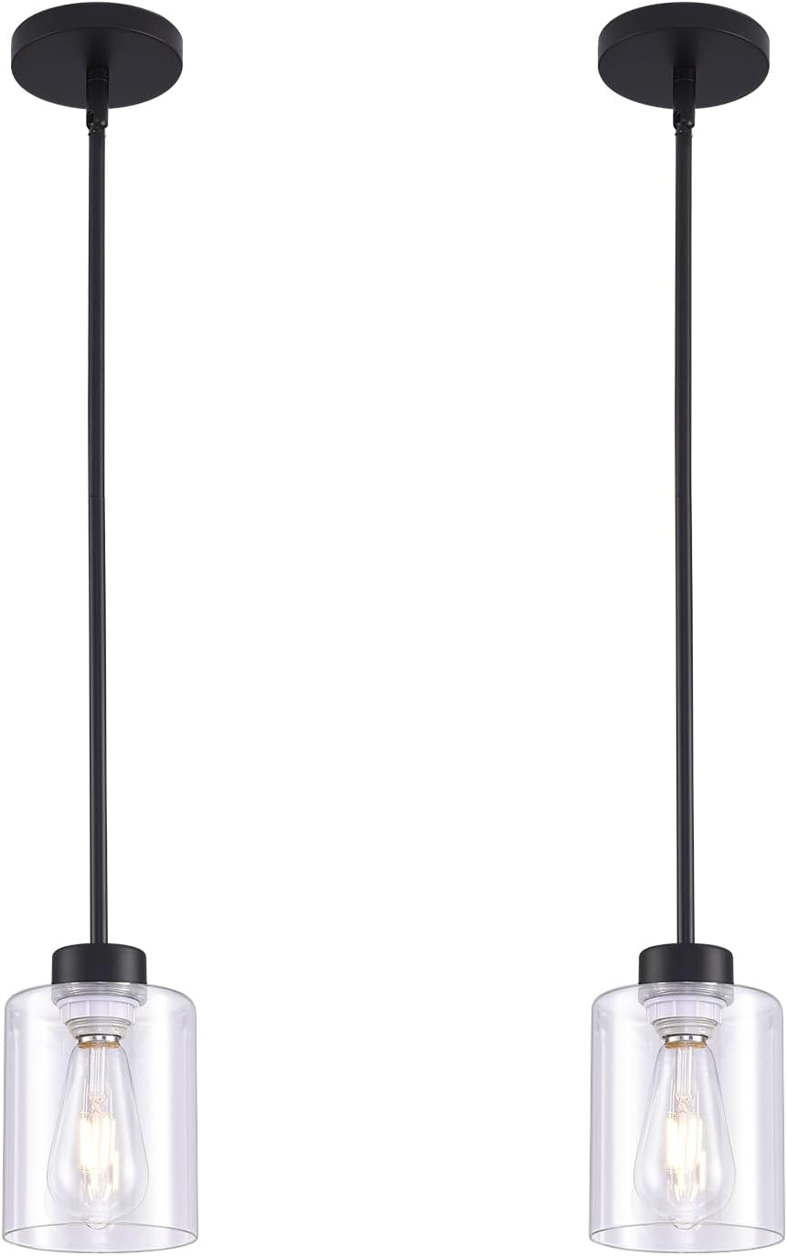 Adjustable Farmhouse Black Pendant Light — Set of 2 Pendant Light