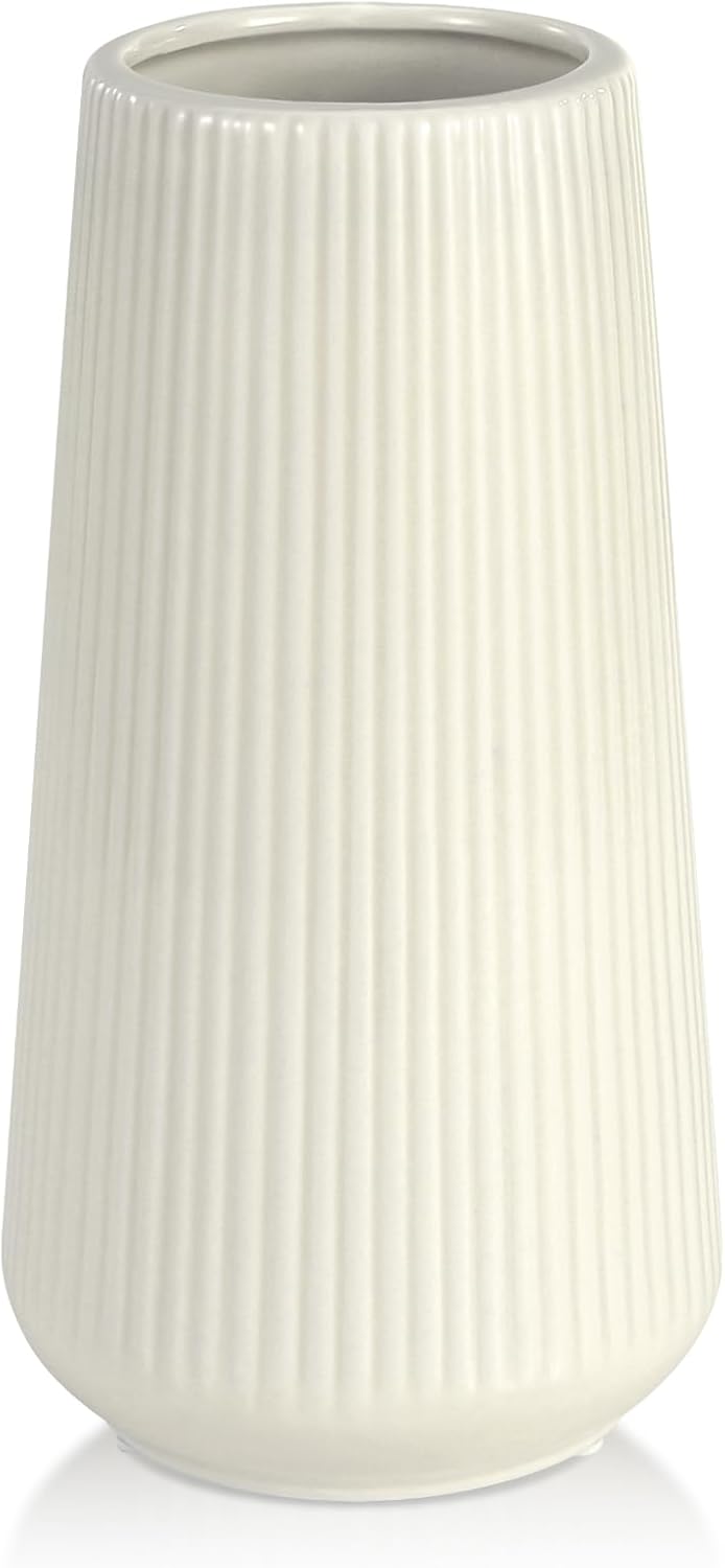 Farmhouse Beige Flower Vase — Small Beige
