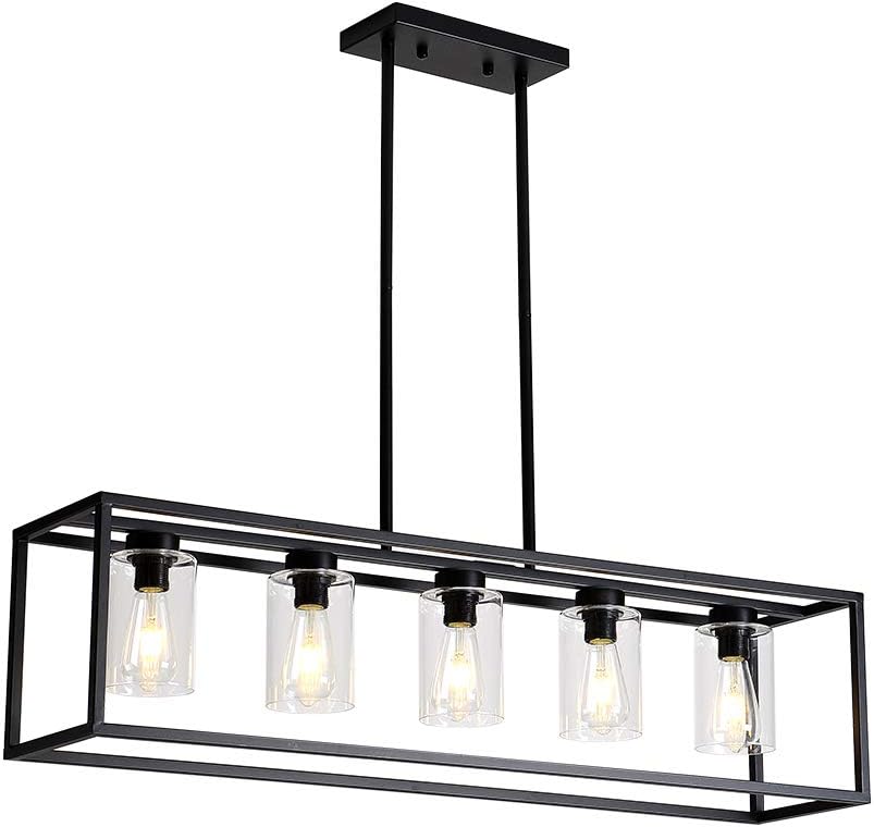Vintage Farmhouse Black Chandelier — 4-Light — Black