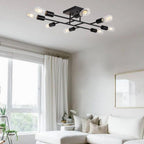Mid-Century Black Chandelier — 8-Light - View 2
