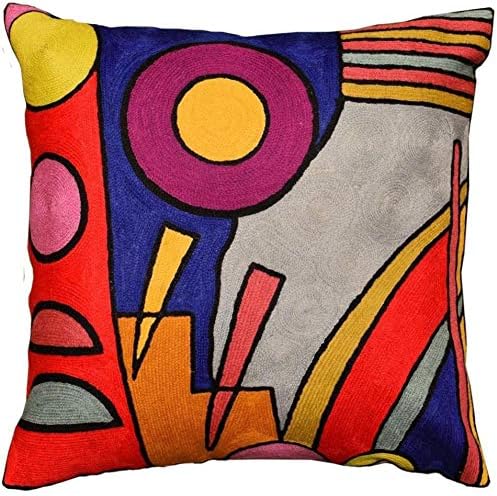 Embroidered Boho Blue Throw Pillow Cover — 18x18 — Soul Composition