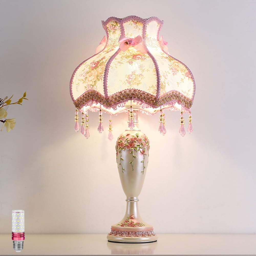 Antique Blue Desk Lamp — Pink