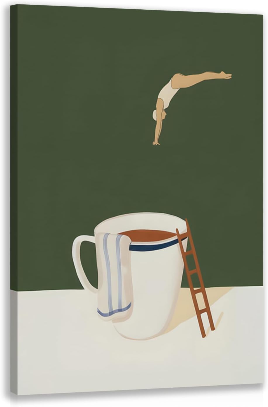 Framed Beige Wall Decor — 10" — DarkGreen