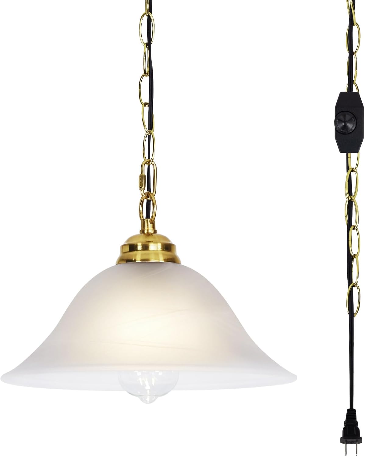 Dimmable Farmhouse Black Pendant Light — Brass