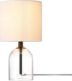 Linen Modern Beige Table Lamp — 15" — Matte Black