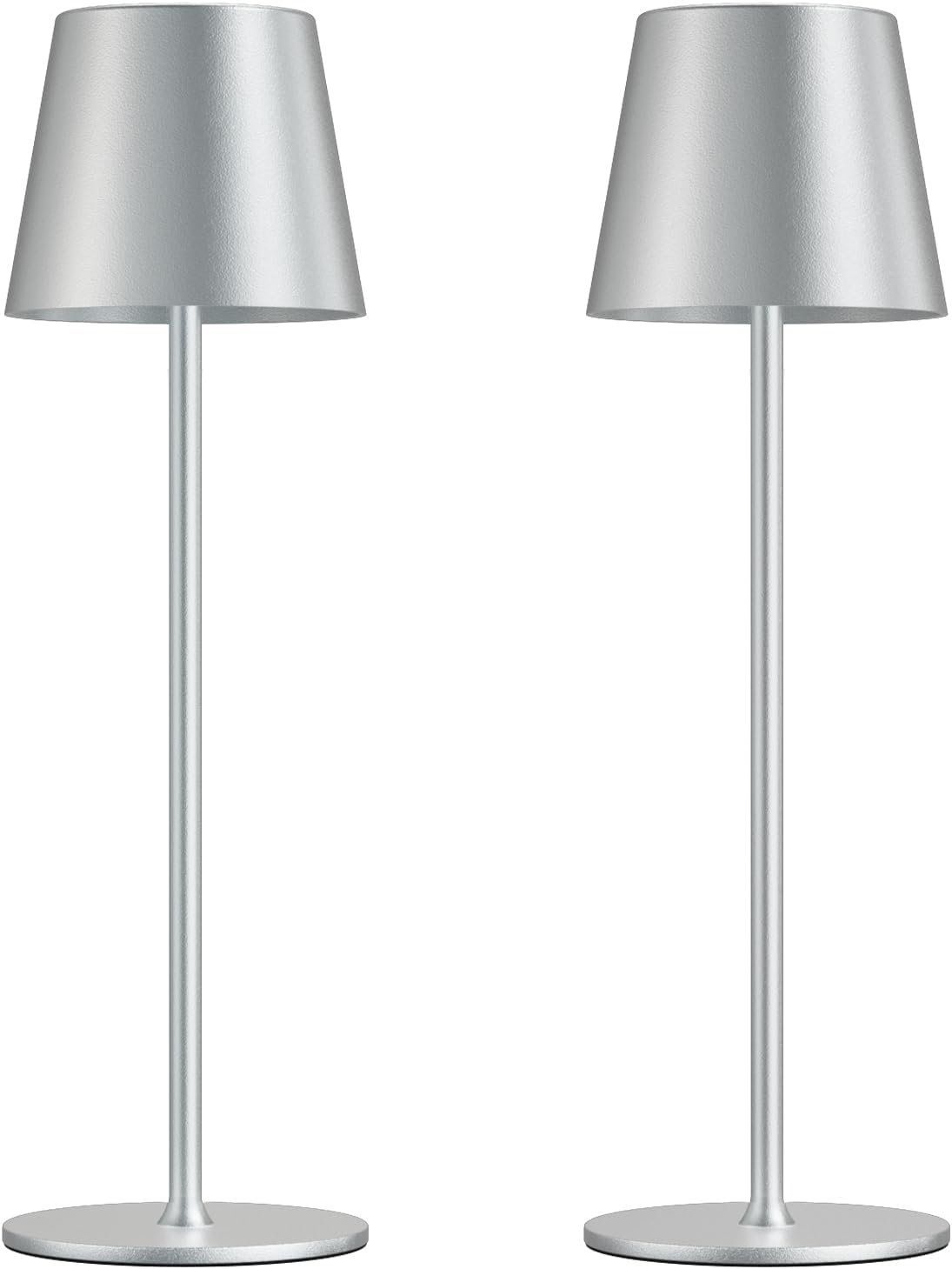 Cordless Black Table Lamp — Silver