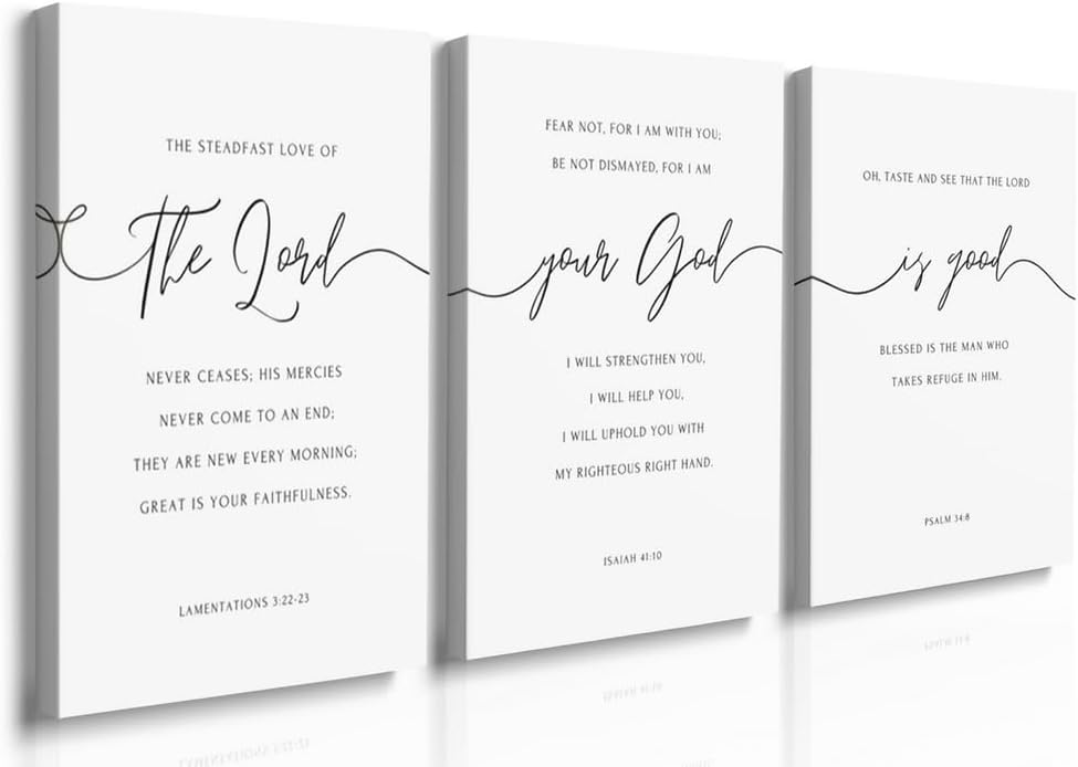 Framed Beige Wall Decor — 12" — Black and White God Art