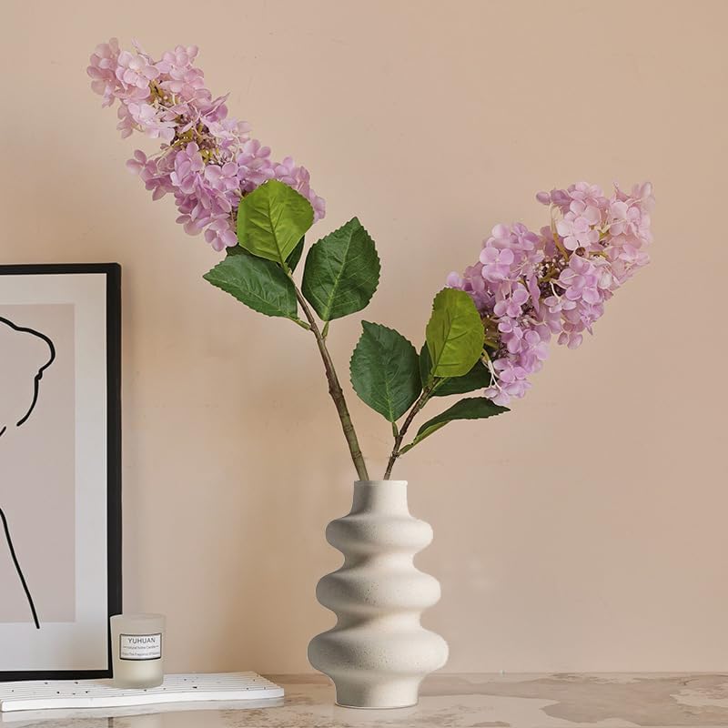 Round Boho White Flower Vase — Off White D