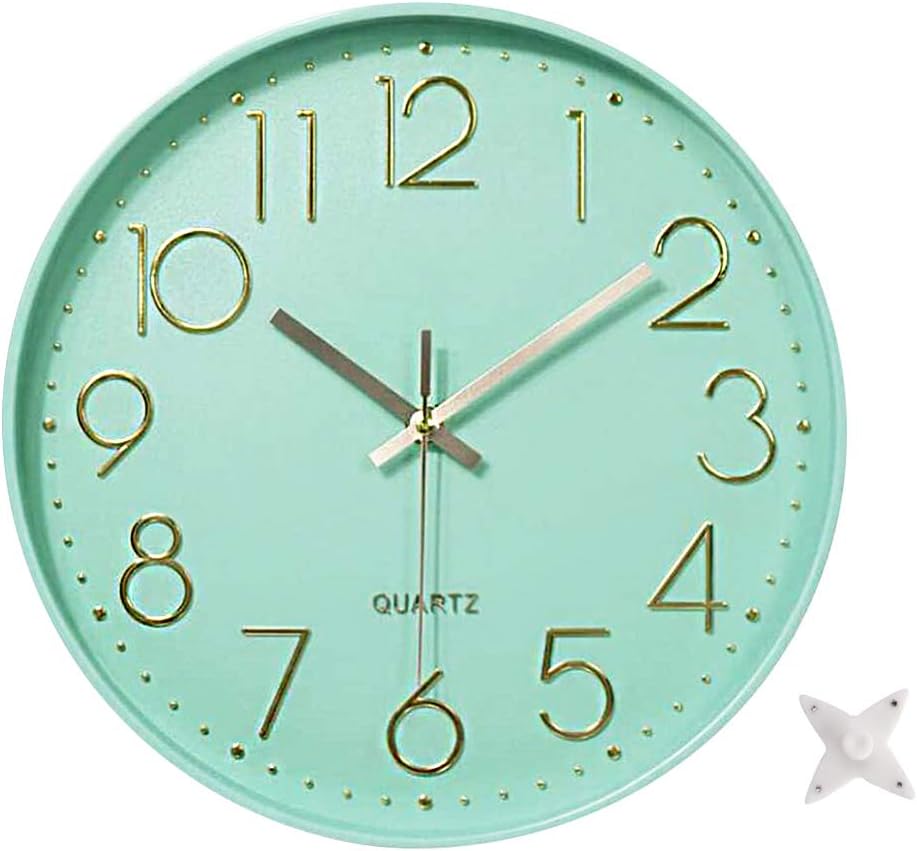 Battery Operated Blue Wall Clock — Mint Green