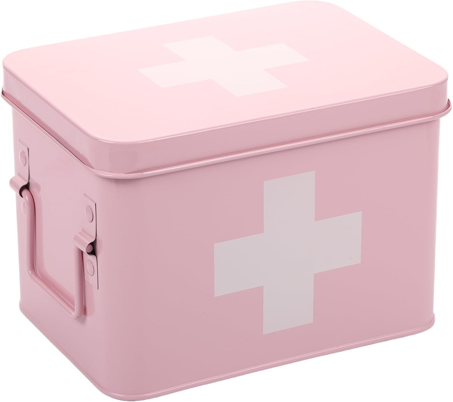 Mid-Century Beige Storage Basket — Pink/White