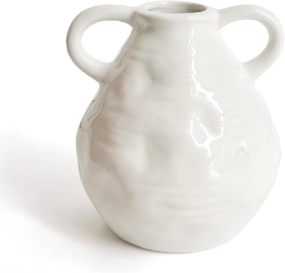 Modern Beige Flower Vase — Set of 2 — Double Handle-white