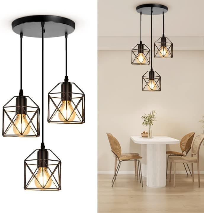 Modern Black Pendant Light — 3-Light — Black01