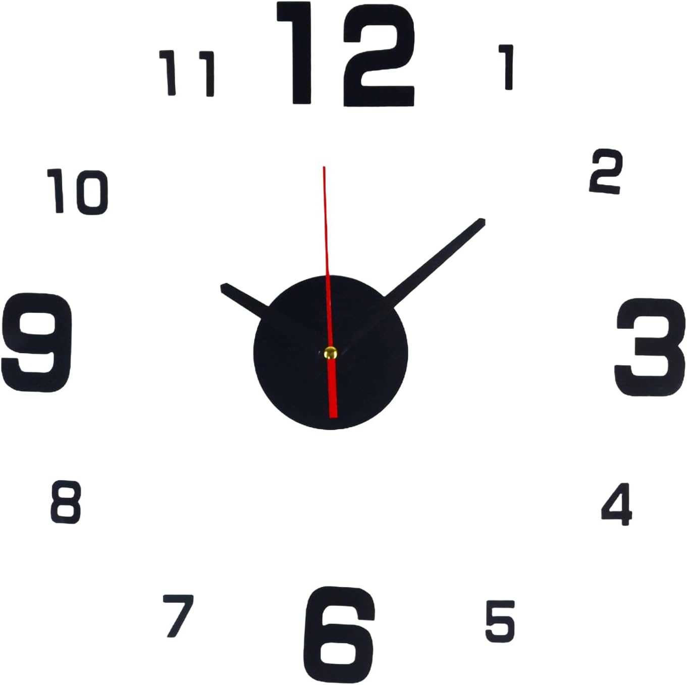 Battery Operated Modern Black Wall Clock — 12" — Black/Varied Num