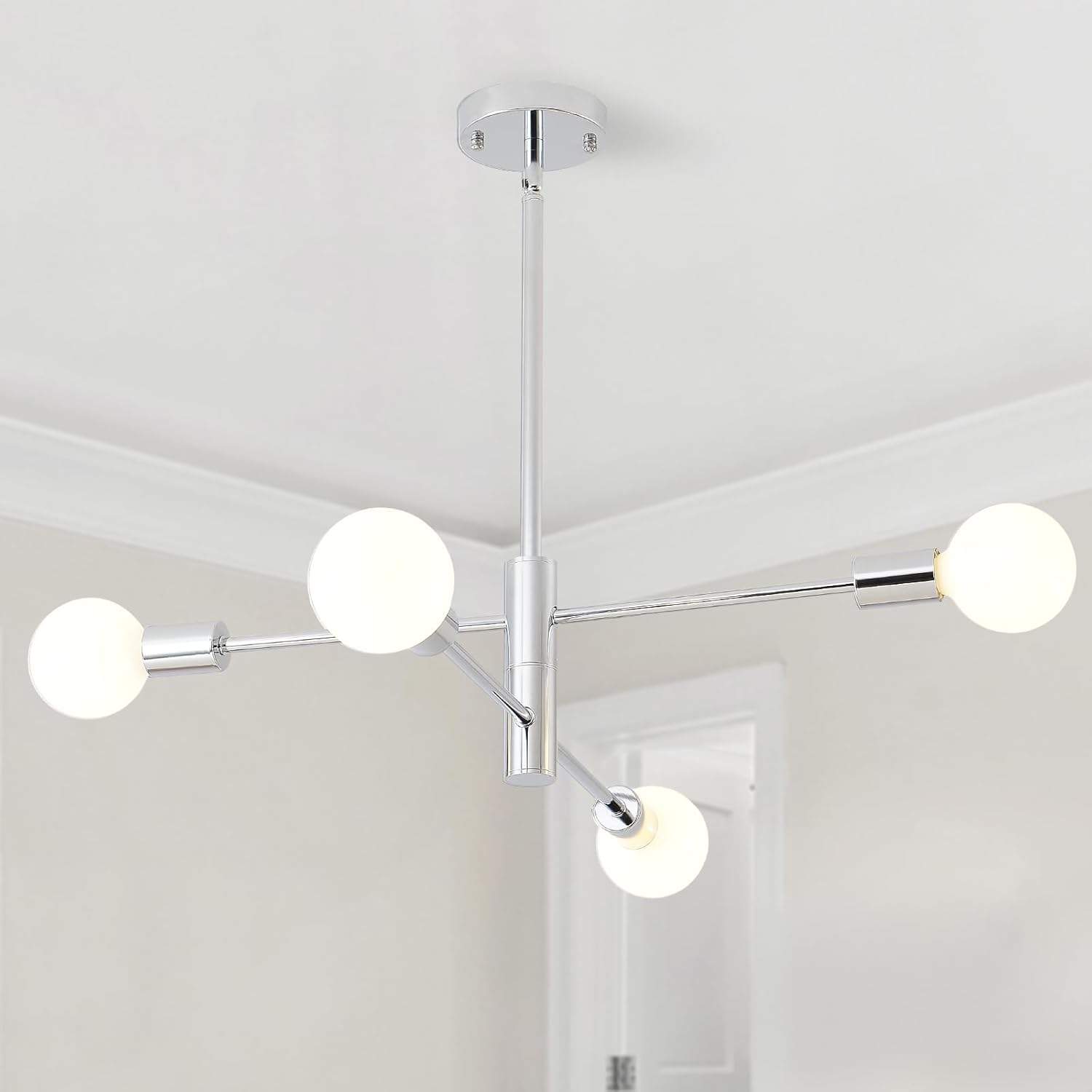 Adjustable Farmhouse Black Chandelier — 6-Light — Chrome