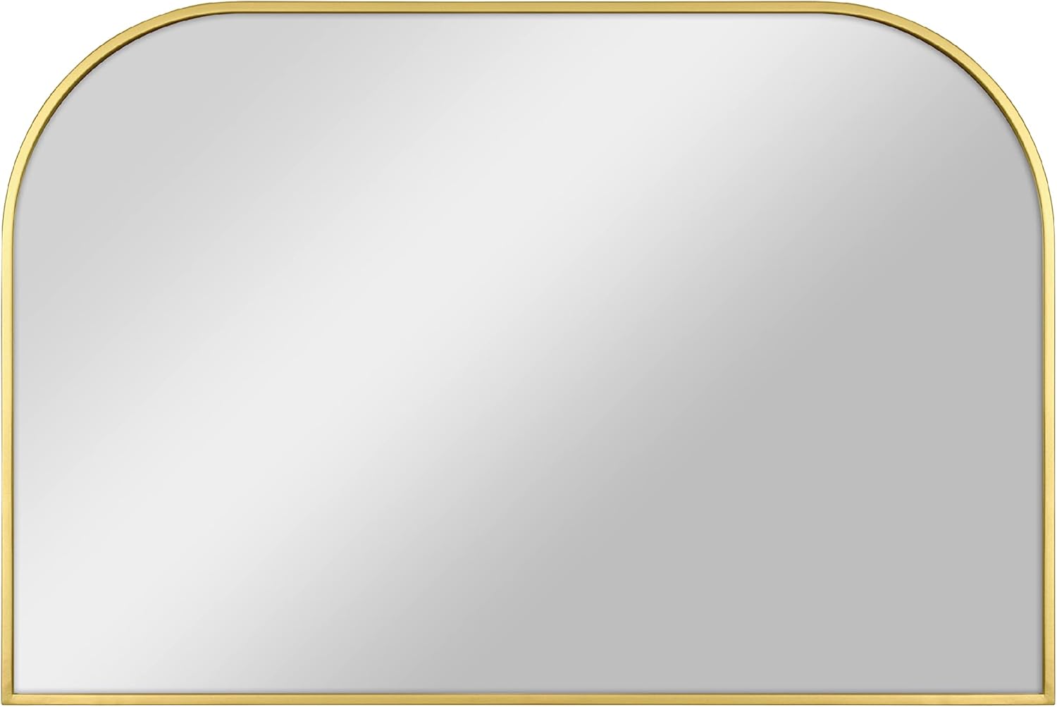 Round Modern Black Mirror — 26" — Brass