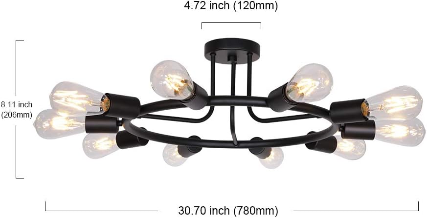 Vintage Mid-Century Black Chandelier — 10-Light - View 4