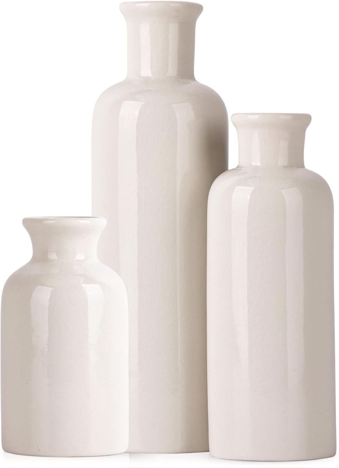 Farmhouse Beige Flower Vase — Crack White