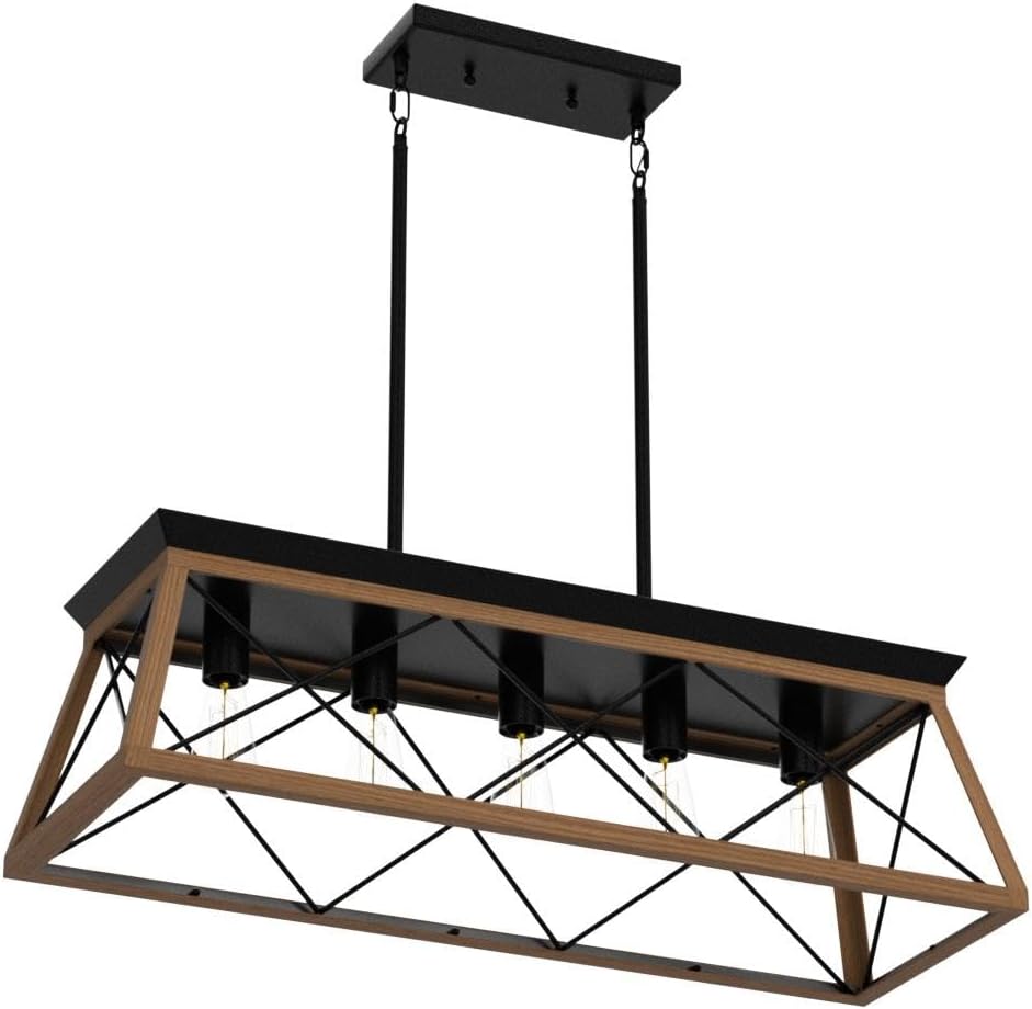 Rectangular Farmhouse Black Chandelier — 5-Light - View 4