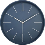Battery Operated Modern Black Wall Clock — 12" — Navy Blue