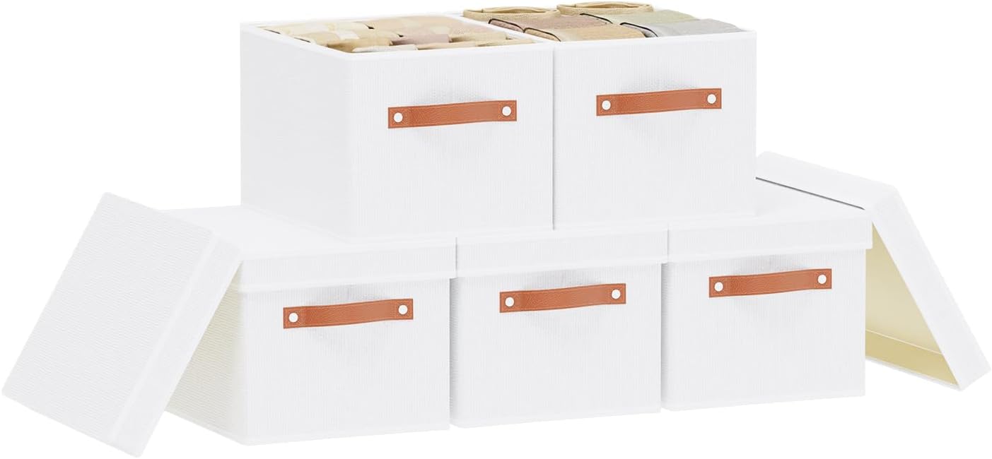 Beige Storage Bin — 13" — White