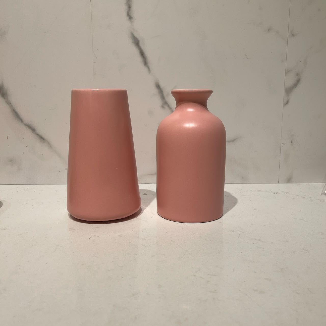 Farmhouse Blue Vase — Set of 2 — Pink Matte Modern