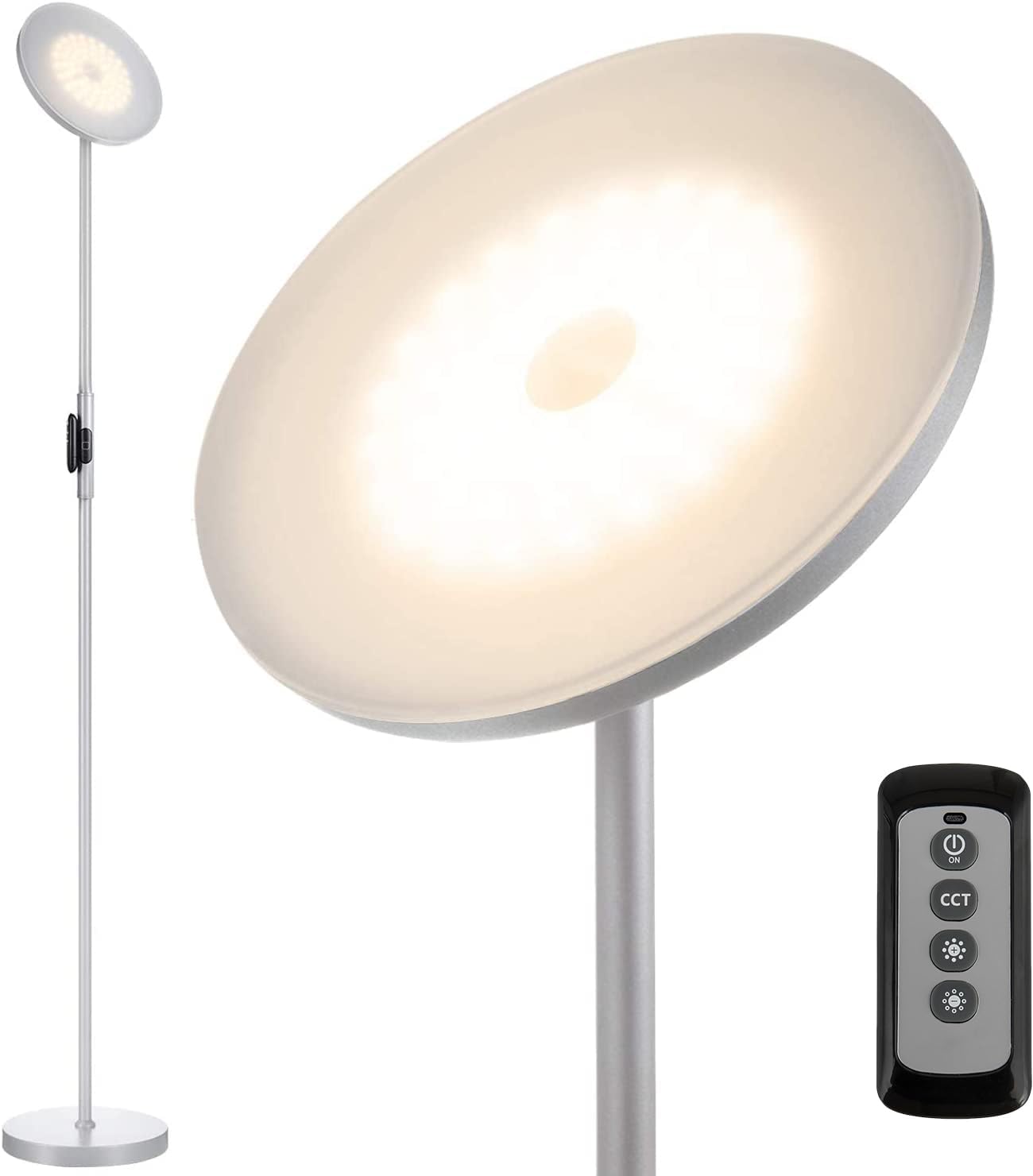 Dimmable Modern Black Floor Lamp — 69" — Silvery Grey