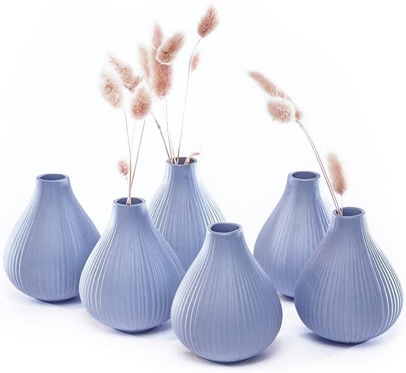 Blue Flower Vase — Set of 6 — Blue Gray