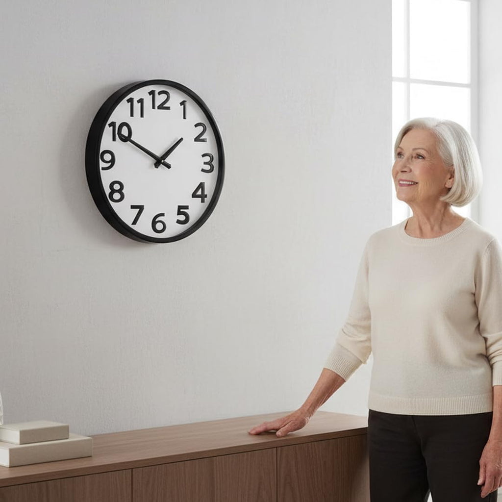 Battery Operated Black Wall Clock — 16" - View 5