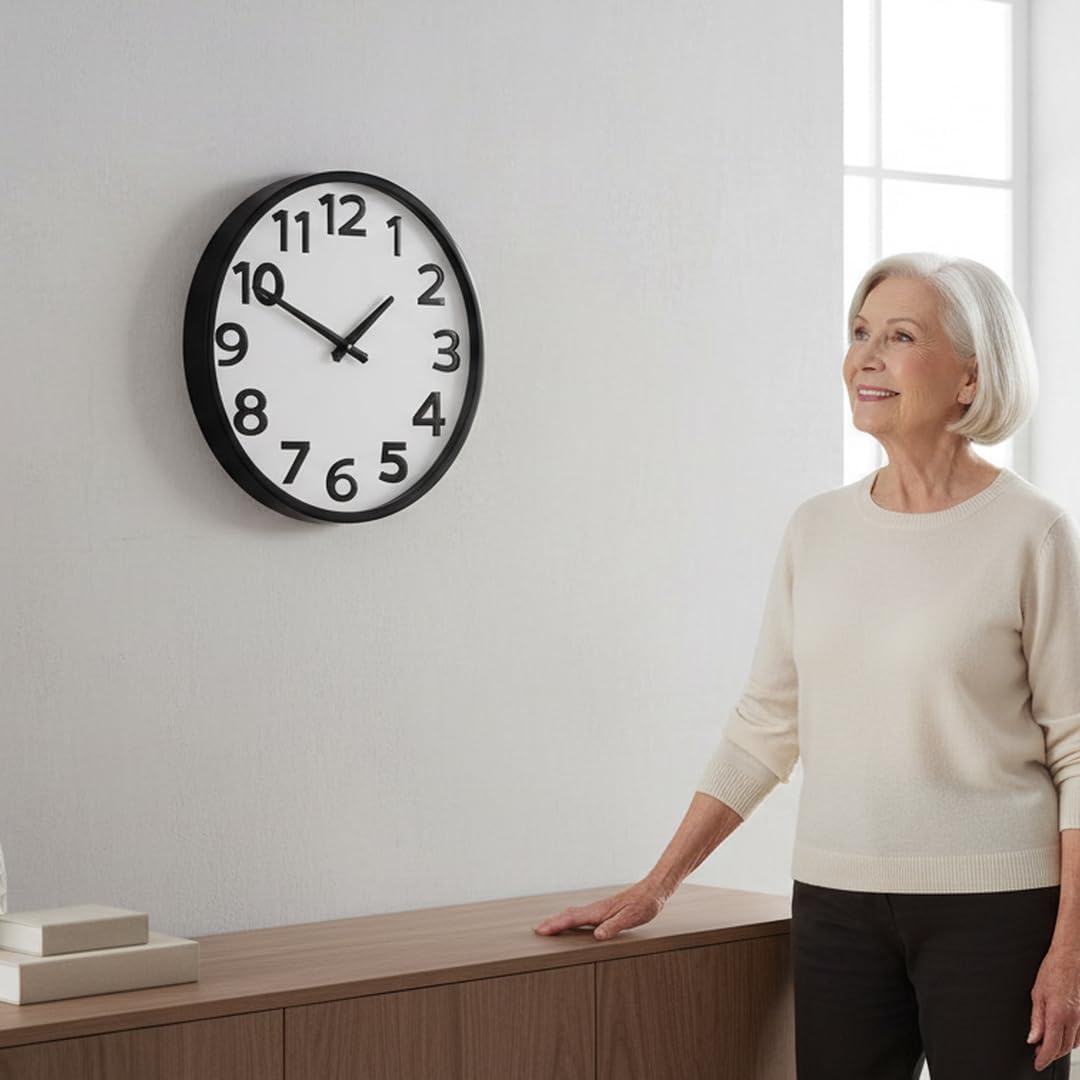 Battery Operated Black Wall Clock — 16" - View 5