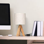 Linen Beige Nightstand Lamp — 4" - View 6