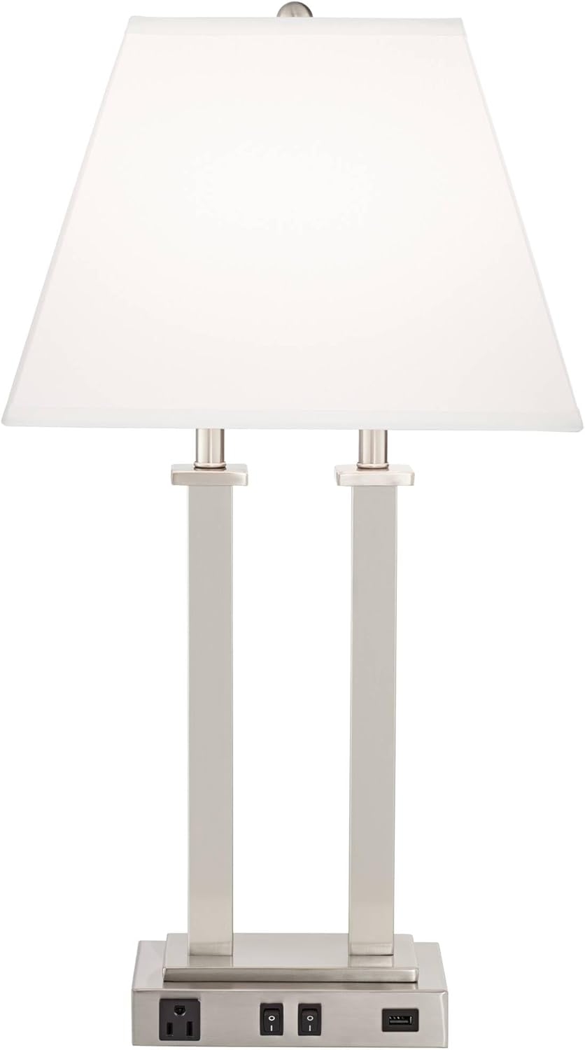 USB Modern Fabric Table Lamp — 26" - View 7