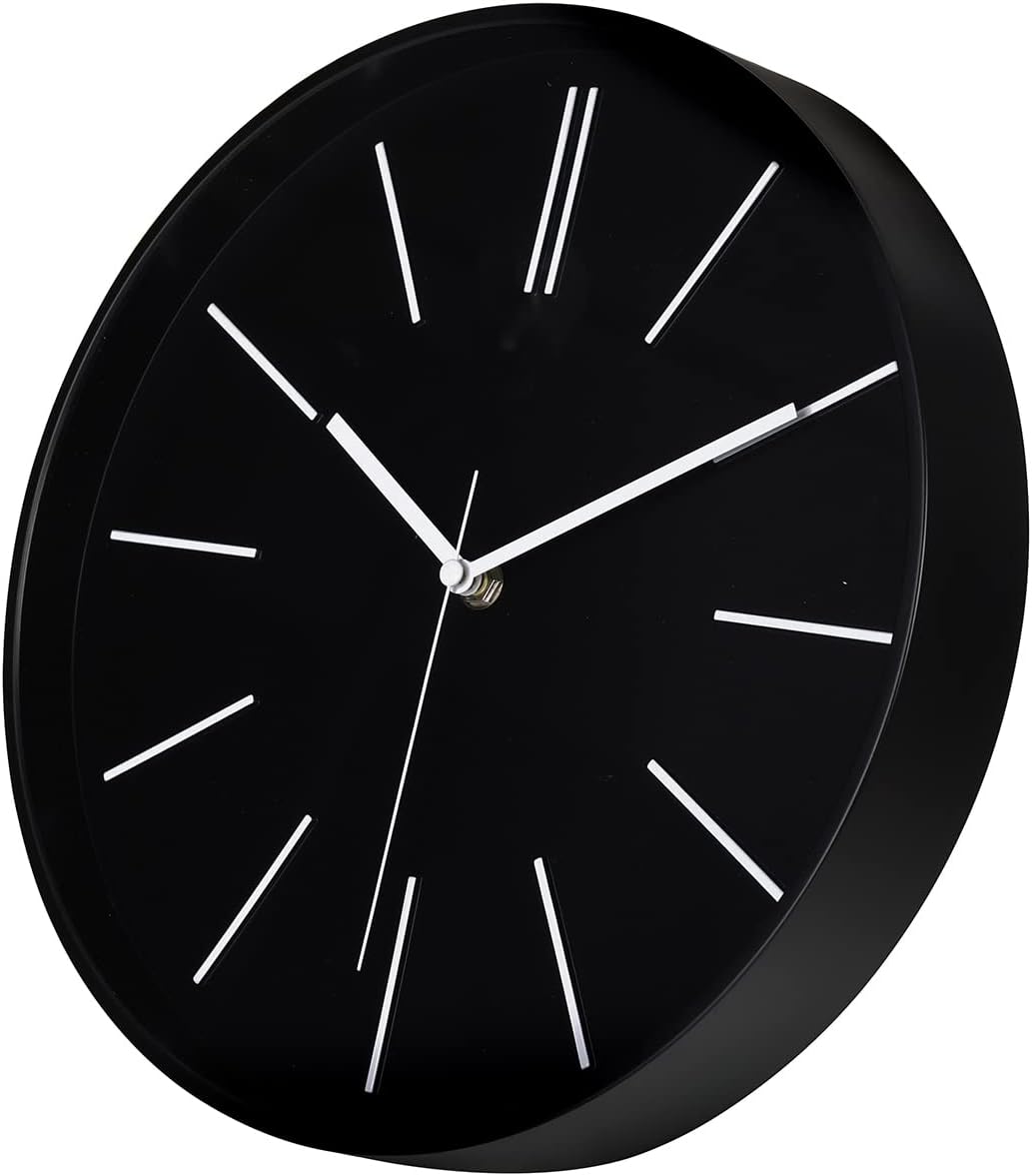 Battery Operated Modern Black Wall Clock — 12" - View 8