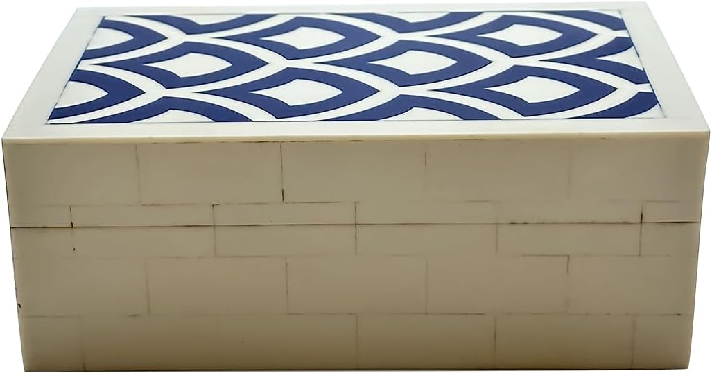 Black Storage Basket — White & Blue