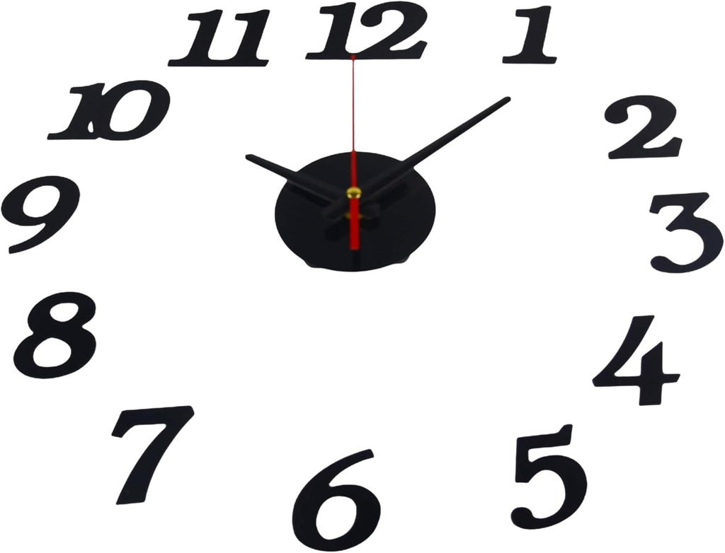Battery Operated Modern Black Wall Clock — 12" — Black/Big Num
