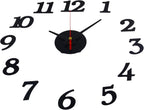 Battery Operated Modern Black Wall Clock — 12" — Black/Big Num